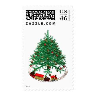 Christmas Tree with Train stamp