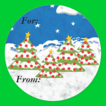 Christmas trees, gift labels stickers