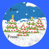 Christmas trees, gift labels stickers