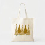 Christmas Trees - Gold Ribbon Canvas Bag