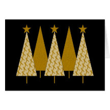 Christmas Trees - Gold Ribbon Greeting Card
