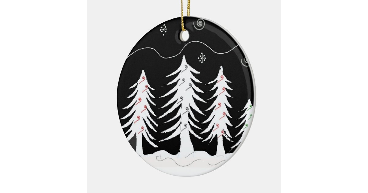 christmas trees in black and white ceramic ornament zazzle christmas trees in black and white ceramic ornament zazzle
