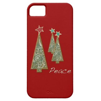 Christmas Trees-Peace/Red iPhone 5 Cases