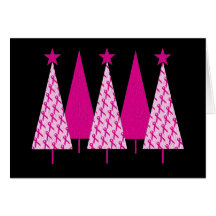 Christmas Trees - Pink Ribbon Cards