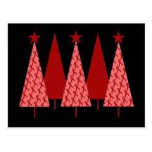 Christmas Trees - Red Ribbon Heart & Stroke Postcards