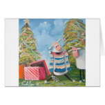 CHRISTMAS TREES SHEEP GREETING CARD
