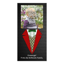 Christmas Tuxedo, Red and Green Elf Personalized Photo Card