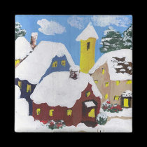 Christmas village magnet magnets