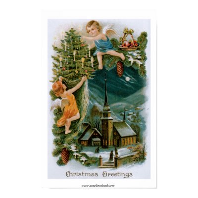 Christmas Village with Angels Poster by SunshineDazzle