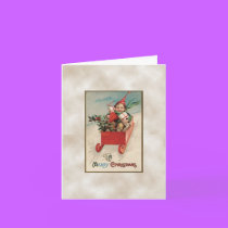 Christmas Vintage boy on a sled cards
