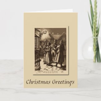 Christmas Vintage Carol Singers and Musicians Card card