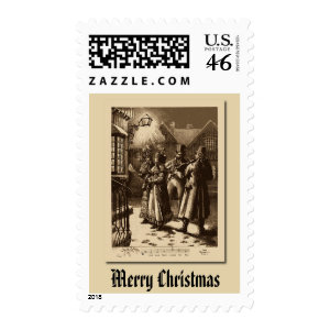 Christmas Vintage Carol Singers, Musicians Stamp stamp