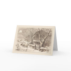 Christmas Vintage Santa Sleighs in Moonlight Card card