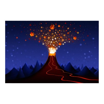 Christmas Volcano Print by vladstudio