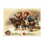 Christmas walk with the dog post card