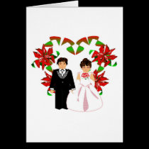 Christmas Wedding Couple I With Heart Wreath cards