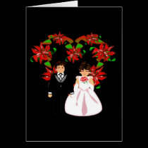 Christmas Wedding Couple I With Heart Wreath cards
