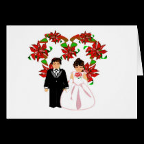 Christmas Wedding Couple I With Heart Wreath cards