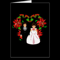 Christmas Wedding Couple I With Heart Wreath cards