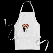 Christmas Wedding Couple II In White Heart aprons