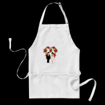 Christmas Wedding Couple IV In White Heart aprons