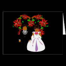 Christmas Wedding Couple With Heart Wreath cards