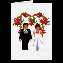 Christmas Wedding Couple With Heart Wreath cards