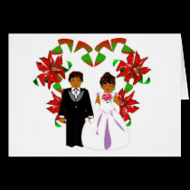 Christmas Wedding Couple With Heart Wreath I cards