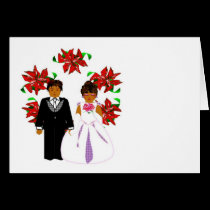 Christmas Wedding Couple With Wreath cards