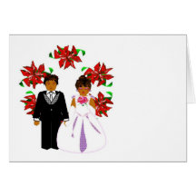 Christmas Wedding Couple With Wreath Card