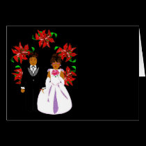 Christmas Wedding Couple With Wreath cards