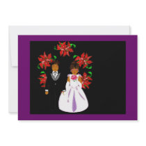 Christmas Wedding Couple With Wreath invitations