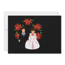 Christmas Wedding Couple With Wreath invitations