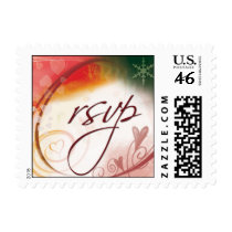 Christmas Wedding RSVP Postage Stamps