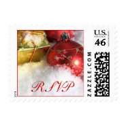 Christmas Wedding RSVP Square Postage stamp