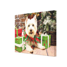 Christmas - West Highland Terrier - Abby Stretched Canvas Prints
