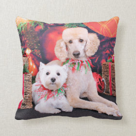 Christmas - Westie JoHannah - Poodle Winston Throw Pillows