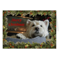 Christmas Westie with Garland Photo Greeting Card