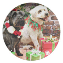Christmas - Wheaten Skipper - Schnauzer X  Bentley Dinner Plates