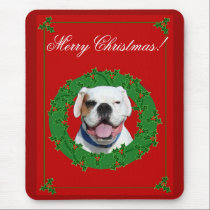 Christmas White Boxer mousepad