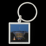 Christmas White House at Night Keychain