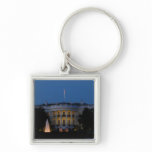 Christmas White House at Night Keychain