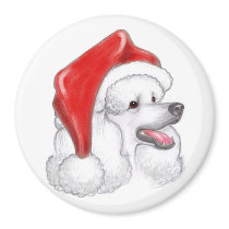 Christmas White Poodle Magnet