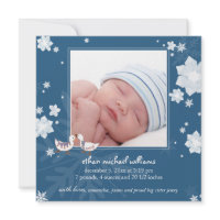 Christmas Winter Baby Boy Blue Birth Announcement invitation
