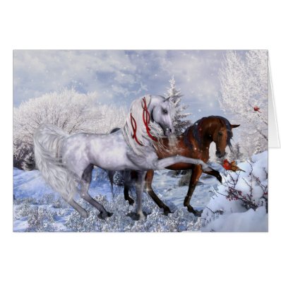 Christmas Winter Horses Note Card