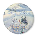 CHRISTMAS WINTER SCENE by SHARON SHARPE Refrigerator Magnet