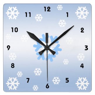 Christmas Winter Snowflakes Square Wall Clock