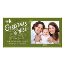 Christmas Wish And Snowflakes Photo Cards