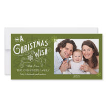 Christmas Wish And Snowflakes Photo Cards