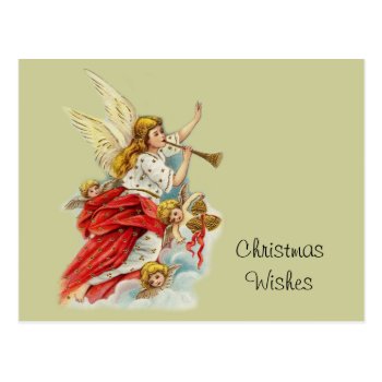 Christmas wishes angels postcard